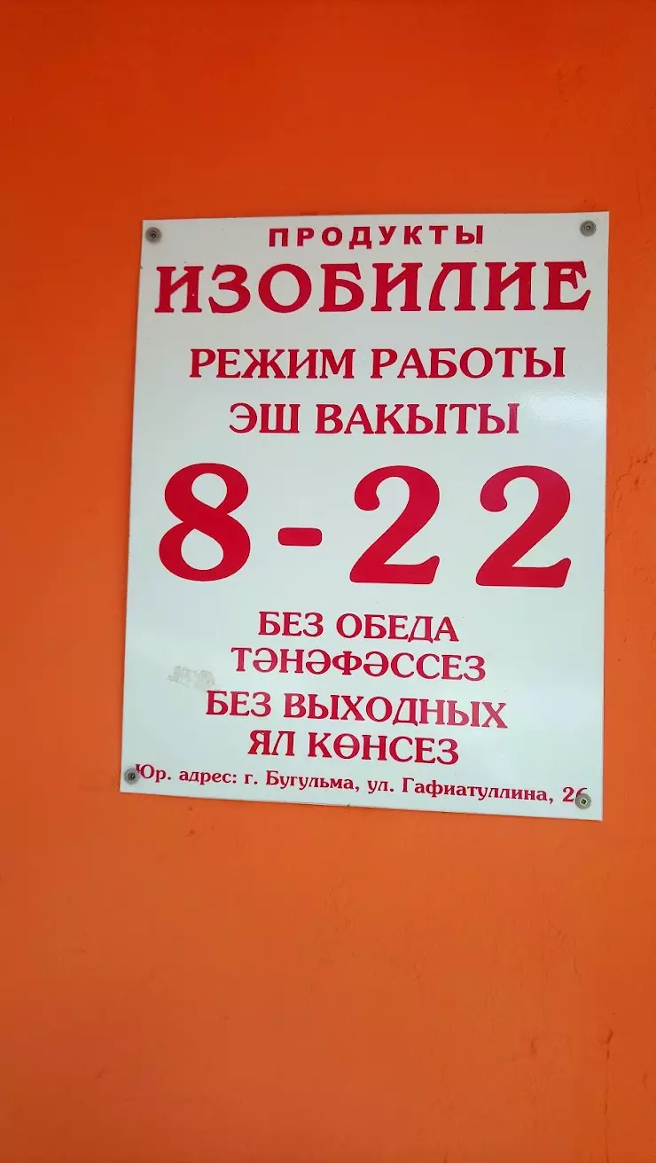 Изобилие в Бугульме, ул. Гафиатуллина, 26 - фото, отзывы 2024, рейтинг,  телефон и адрес